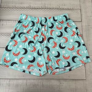 Cat and Jack Girls Blue Orange and Black Moon and Star Patterned Shorts